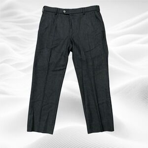 MEYER Drk Gray Wool Blend Stretch Flat Front Bonn Pants 34X27.5 (2" To Let Out)‎